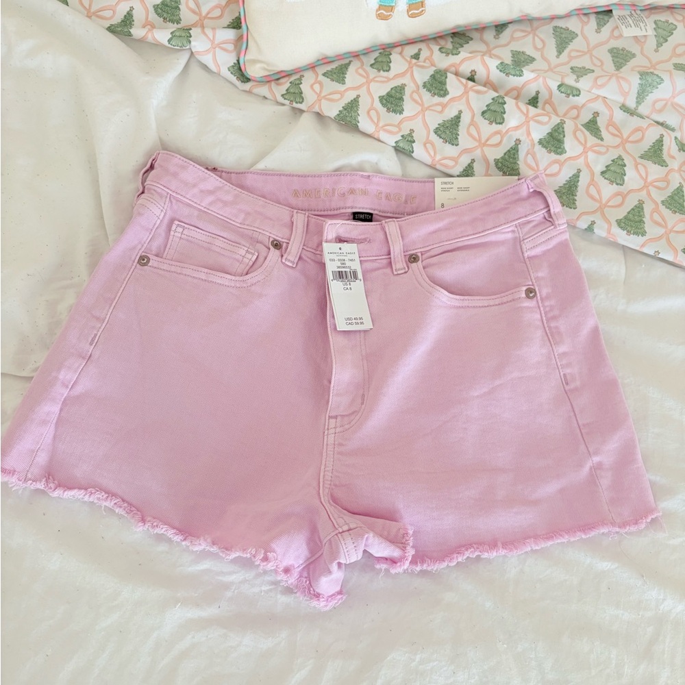 Pink Denim American Eagle Women Shorts